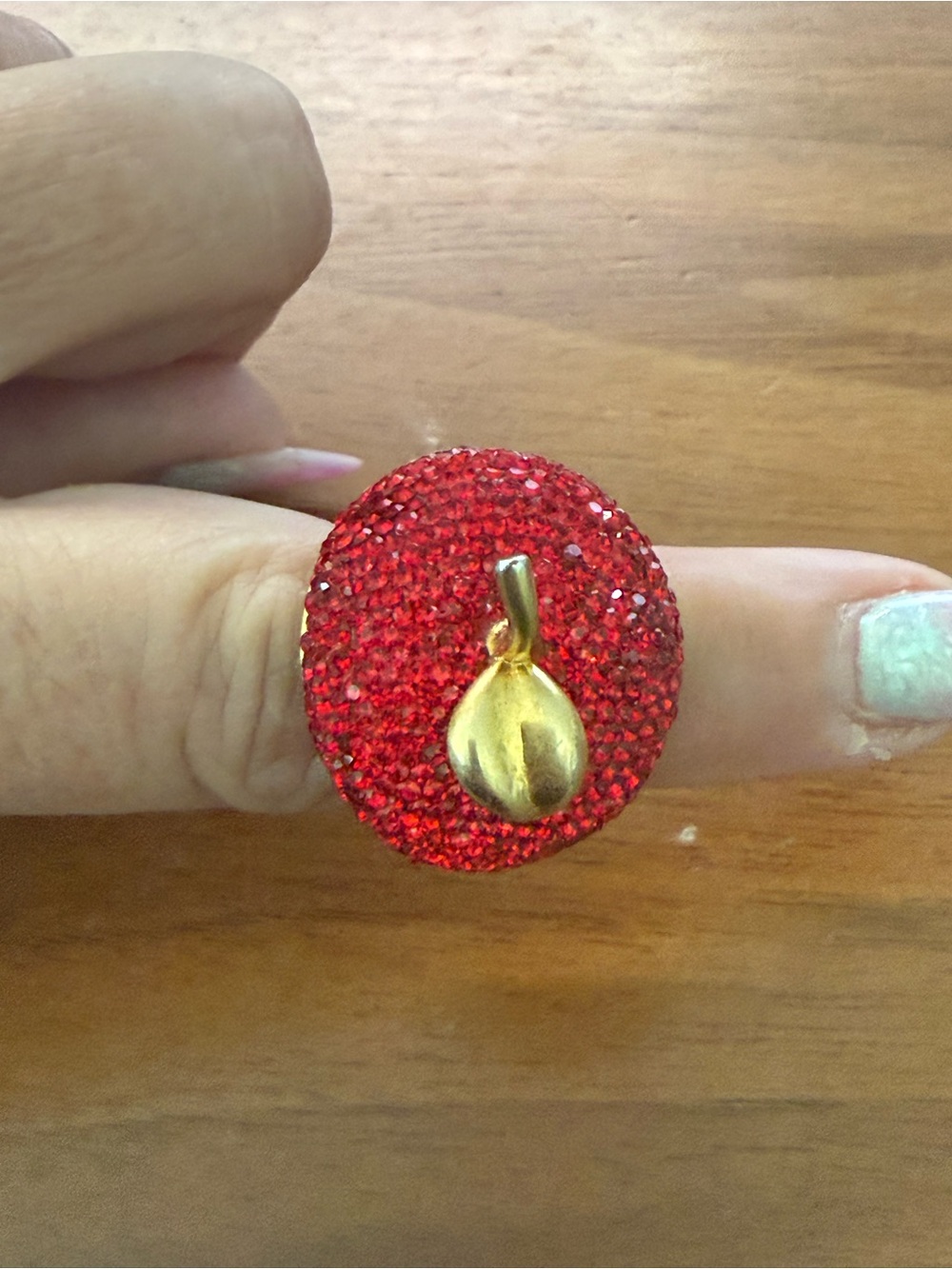 kate spade Red Crystal Disc Ring with Gold Leaf Charm